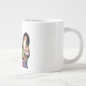 フランスのブルドッグのぞきカラフルえ水色 ジャンボコーヒーマグカップ (右)