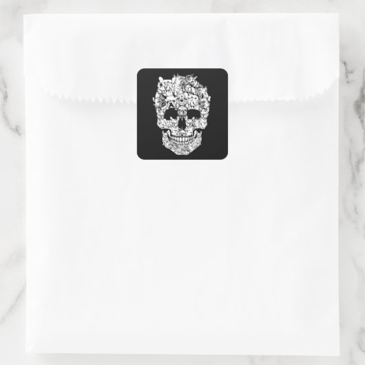 フランスのブルドッグスカルホラーおもしろいギフト スクエアシール (バッグ)