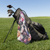 フランスのブルドッグバラフローラパーソナライズされた ゴルフタオル (グリーン)