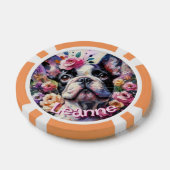 フランスのブルドッグバラフローラパーソナライズされた ポーカーチップ (シングル)