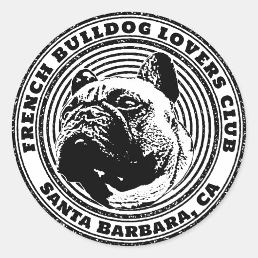 フランスのブルドッグ文字フィールド付きシール ラウンドシール (正面)