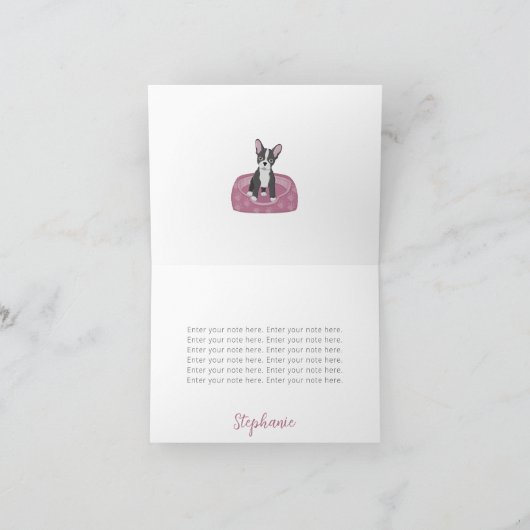 フランスのブルドッグ祝誕生日この可愛い ノートカード (内部)