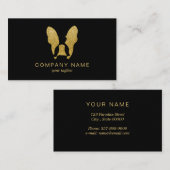 フランスのブルドッグ金ゴールドグリッター 名刺 (正面/裏面)