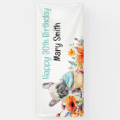 フランスのブルドッグ30歳の誕生日パーティー 横断幕 (縦)