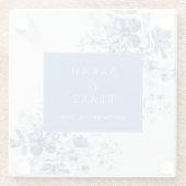 フランスのブルーフローラ結婚ズ ガラスコースター (裏面)