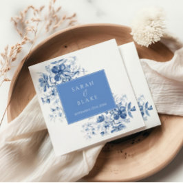 フランスのブルーフローラ結婚ズ スタンダードカクテルナプキン