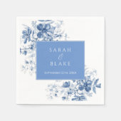 フランスのブルーフローラ結婚ズ スタンダードカクテルナプキン (正面)