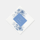 フランスのブルーフローラ結婚ズ スタンダードカクテルナプキン (角)