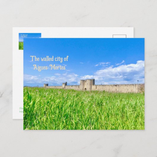 フランスのプロヴァンスの城壁都市アイギュ・モルテ ポストカード (正面/裏面)