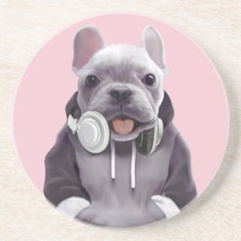 フランスのヘッドホン付きブルドッグ コースター