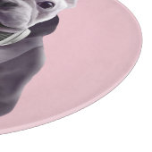 フランスのヘッドホン付ブルドッグイラストレーション カッティングボード (角)