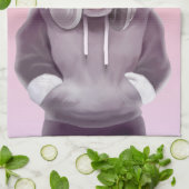 フランスのヘッドホン付ブルドッグイラストレーション キッチンタオル (折り畳み)