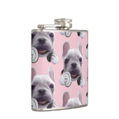 フランスのヘッドホン付ブルドッグイラストレーション フラスク (右)