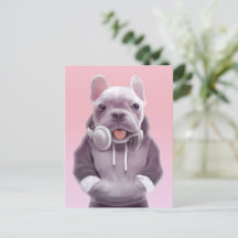 フランスのヘッドホン付ブルドッグイラストレーション