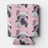 フランスのヘッドホン付ブルドッグイラストレーション 缶クーラー (裏面)