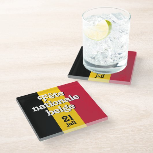 フランスのベルギー国旗 ガラスコースター (アングル)