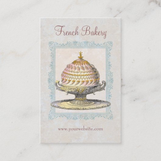 フランスのベーカリーヴィンテージビクトリアンケーキ 名刺 (正面)