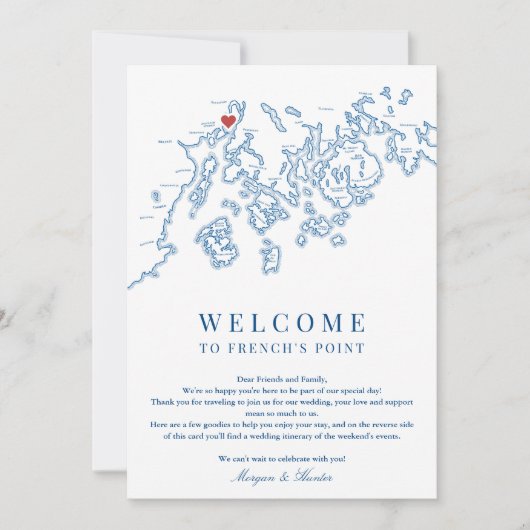 フランスのポイントメイン結婚州のウェルカム旅程 サンキューカード (正面)