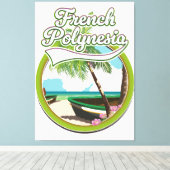 フランスのポリネシア旅行ロゴ。 キャンバスプリント (インサイチュ (ウッドフロア))