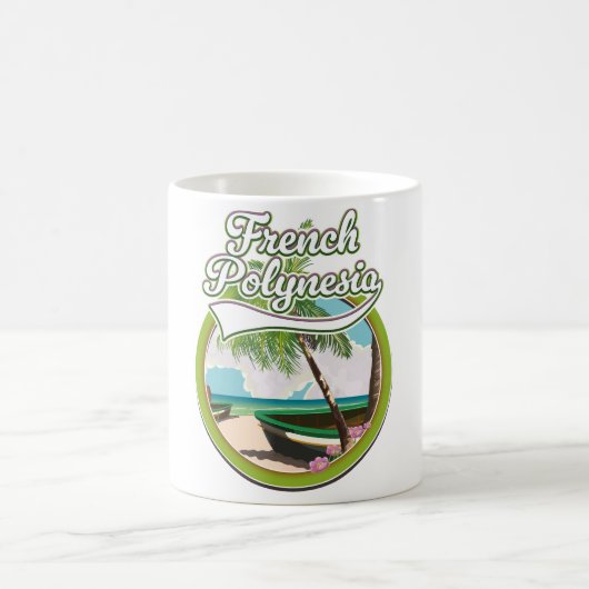フランスのポリネシア旅行ロゴ。 コーヒーマグカップ (中央)