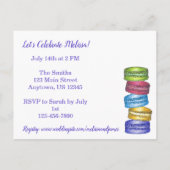 フランスのマカロンケーキの結婚前お披露目招待状 インビテーションポストカード (裏面)