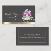 フランスのマカロンストライプエレガントモダン金ゴールド 名刺 (正面/裏面)