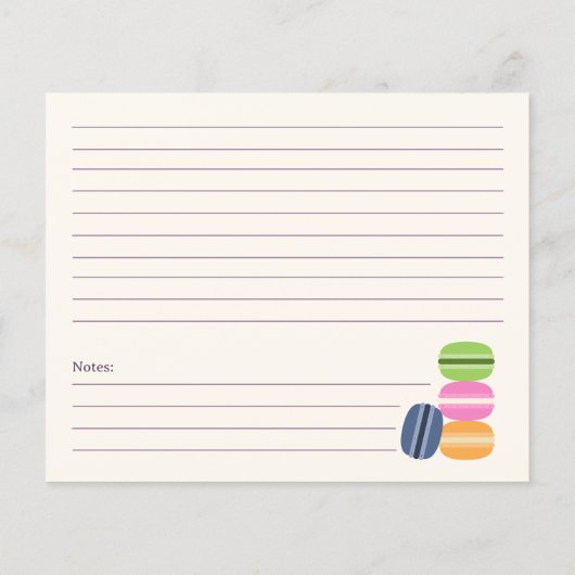 フランスのマカロンブライダルシャワーレシピカード (裏面)