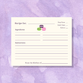 フランスのマカロンブライダルシャワーレシピカード