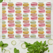 フランスのマカロン水彩手絵を描 キッチンタオル (折り畳み)