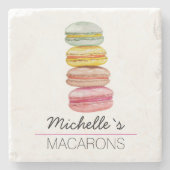 フランスのマカロン水彩手絵を描 ストーンコースター (正面)