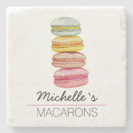 フランスのマカロン水彩手絵を描 ストーンコースター