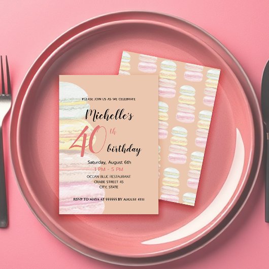 フランスのマカロン水彩手絵を描 招待状