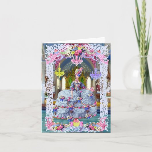 フランスのマリー・アントワネット王妃がケーキを食べ食べよう 案内状 (正面)