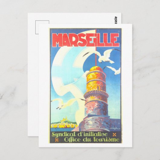 フランスのマルセイユのヴィンテージ旅行ポスター ポストカード (正面/裏面)