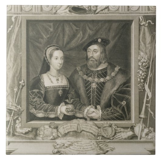 フランスのメリー(1496-1533年の)女王のポートレート、 タイル (正面)