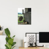 フランスのメントンにある牧場で犬と馬 ポスター (ホームオフィス)