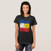 フランスのルーマニア国旗フランスの半ルーツV Tシャツ (正面フル)