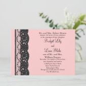 フランスのレースのウェディング招待状（ピンク） 招待状 (スタンド正面)