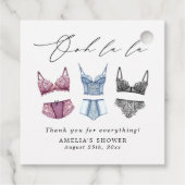 フランスのレースの下着とウェディングシャワーのギフト フェイバータグ (裏面)