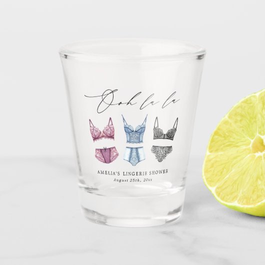 フランスのレースの下着 ブライダルシャワー ショットグラス (正面)