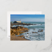 フランスのレ・サブル・ドローヌの岩の海岸線 箔シーズンポストカード (正面/裏面)