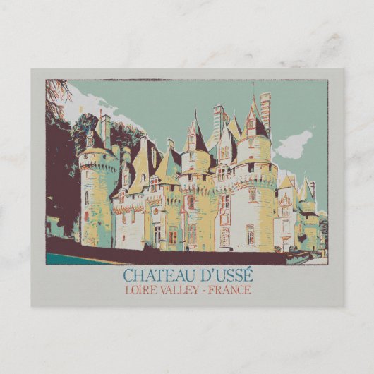 フランスのロワール渓谷にあるウセのシャトー ポストカード (正面)
