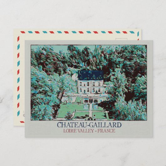 フランスのロワール渓谷のシャトー=ガイラード ポストカード (正面/裏面)