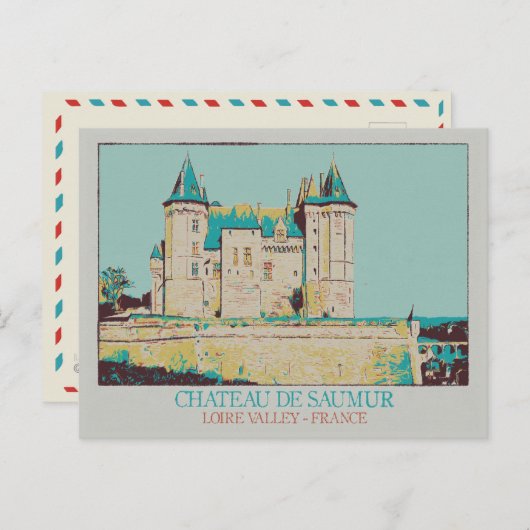 フランスのロワール渓谷のシャトー・ド・サウムール ポストカード (正面/裏面)