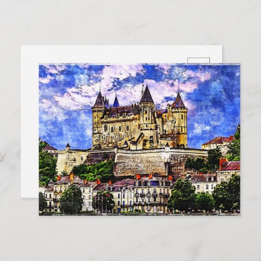 フランスのロワール渓谷Castle Saumur。 ポストカード (正面/裏面)