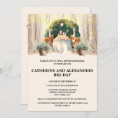 フランスのワインヴィンテージの食事 トスカーナの明かりが屋外に 招待状 (正面/裏面)