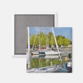 フランスのヴァンヌ港の帆船 マグネット (正面/裏面)