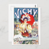 フランスのヴィシースパ町の水を飲む女性 ポストカード (正面/裏面)