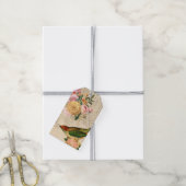 フランスのヴィンテージの松のバラの金の赤いピンクの贈り物 ギフトタグ (より糸付き)