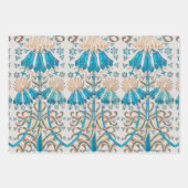 フランスのヴィンテージアールヌーボーフローラブルークリーム ラッピングペーパーシート (正面3)